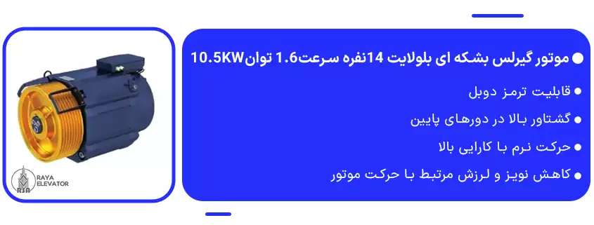موتور گیرلس بشکه ای بلولایت 14نفره سرعت1.6 توان10.5KW