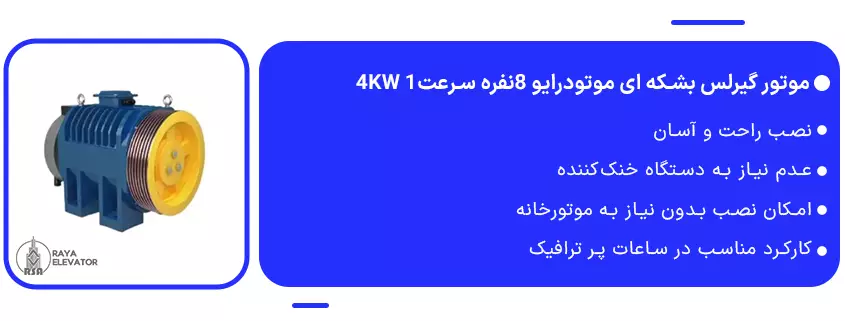 موتور گیرلس بشکه ای موتودرایو 8نفره سرعت1 4KW1