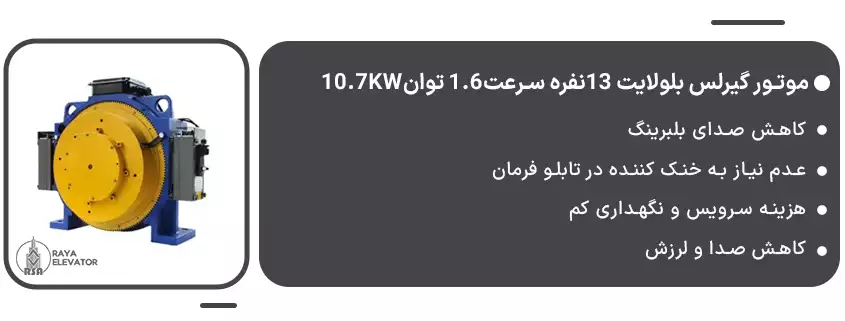 موتور گیرلس بلولایت 13نفره سرعت1.6 توان10.7KW