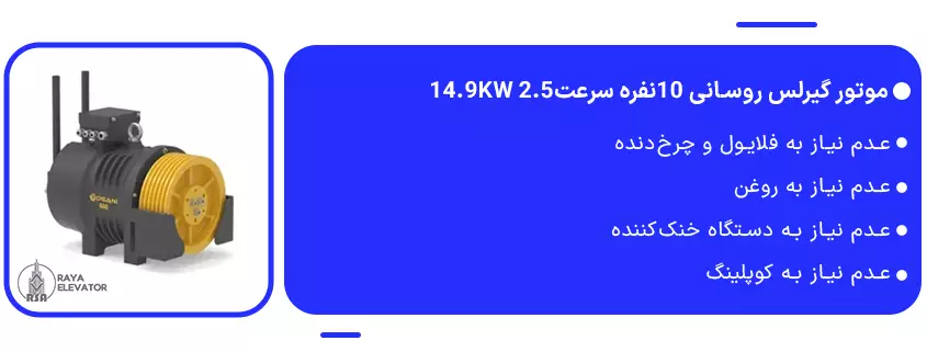 موتور گیرلس روسانی 10نفره سرعت2.5 14.9KW