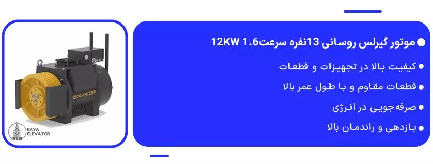 خرید موتور گیرلس روسانی 13نفره سرعت1.6 12KW