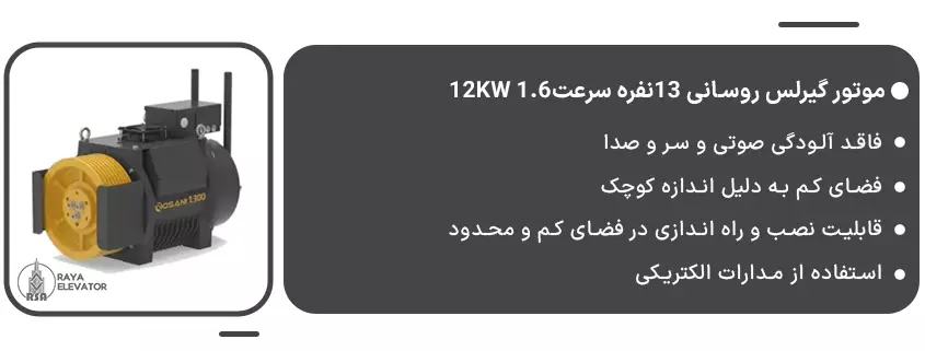 موتور گیرلس روسانی 13نفره سرعت1.6 12KW1