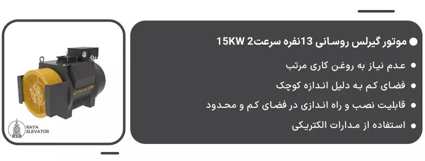 قیمت موتور گیرلس روسانی 13نفره سرعت2 15KW