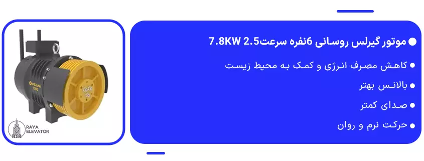 خرید موتور گیرلس روسانی 6نفره سرعت2.5 7.8KW1