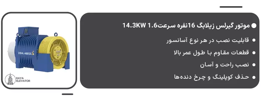 موتور گیرلس زیلابگ 16نفره سرعت1.6 14.3KW