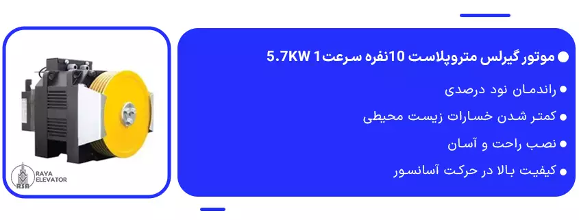 موتور گیرلس متروپلاست 10نفره سرعت1 5.7KW