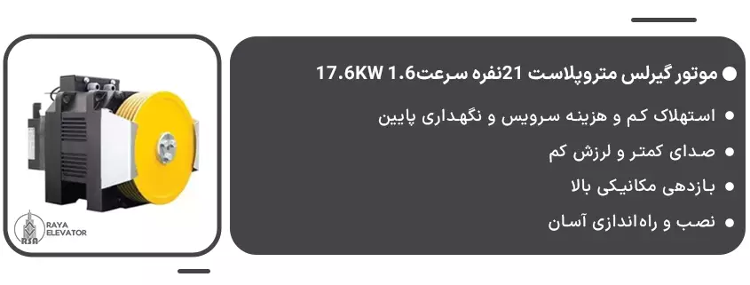 خرید موتور گیرلس متروپلاست 21نفره سرعت1.6 17.6KW1