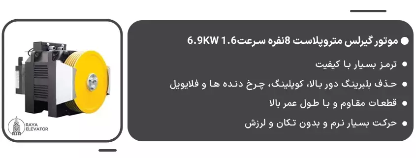 موتور گیرلس متروپلاست 8نفره سرعت1.6 6.9KW