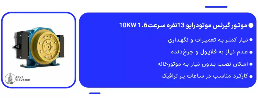 قیمت موتور گیرلس موتودرایو 13نفره سرعت1.6 10KW
