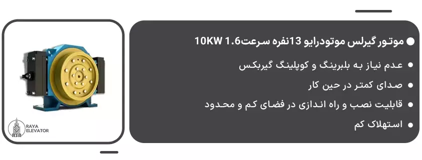 موتور گیرلس موتودرایو 13نفره سرعت1.6 10KW1