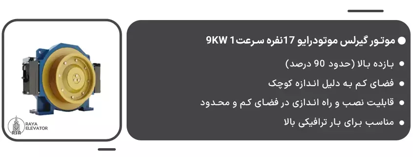 قیمت موتور گیرلس موتودرایو 17نفره سرعت1 9KW
