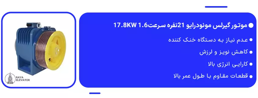 موتور گیرلس مونودرایو 21نفره سرعت1.6 17.8KW1