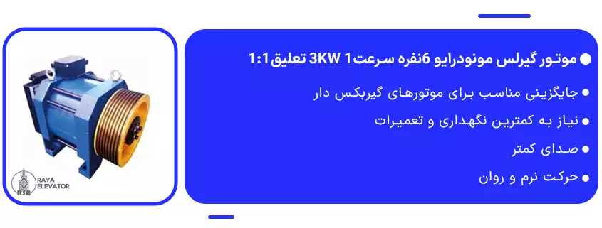 خرید موتور گیرلس مونودرایو 6نفره سرعت1 3KW 1
