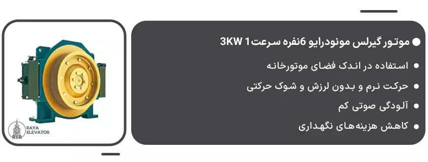 موتور گیرلس مونودرایو 6نفره سرعت1 3KW1