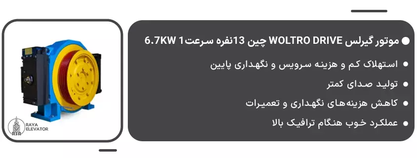 خرید موتور گیرلس Woltro drive چین 13نفره سرعت1 6.7KW1