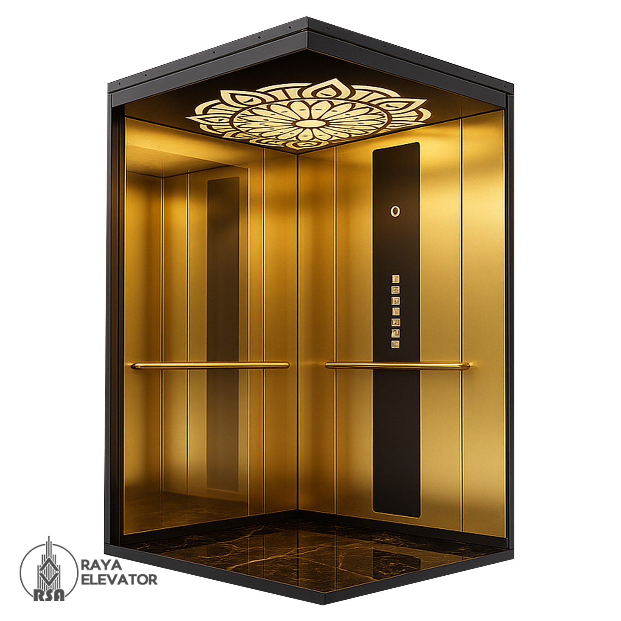 کابین آسانسور استیل کد 3850 طلایی