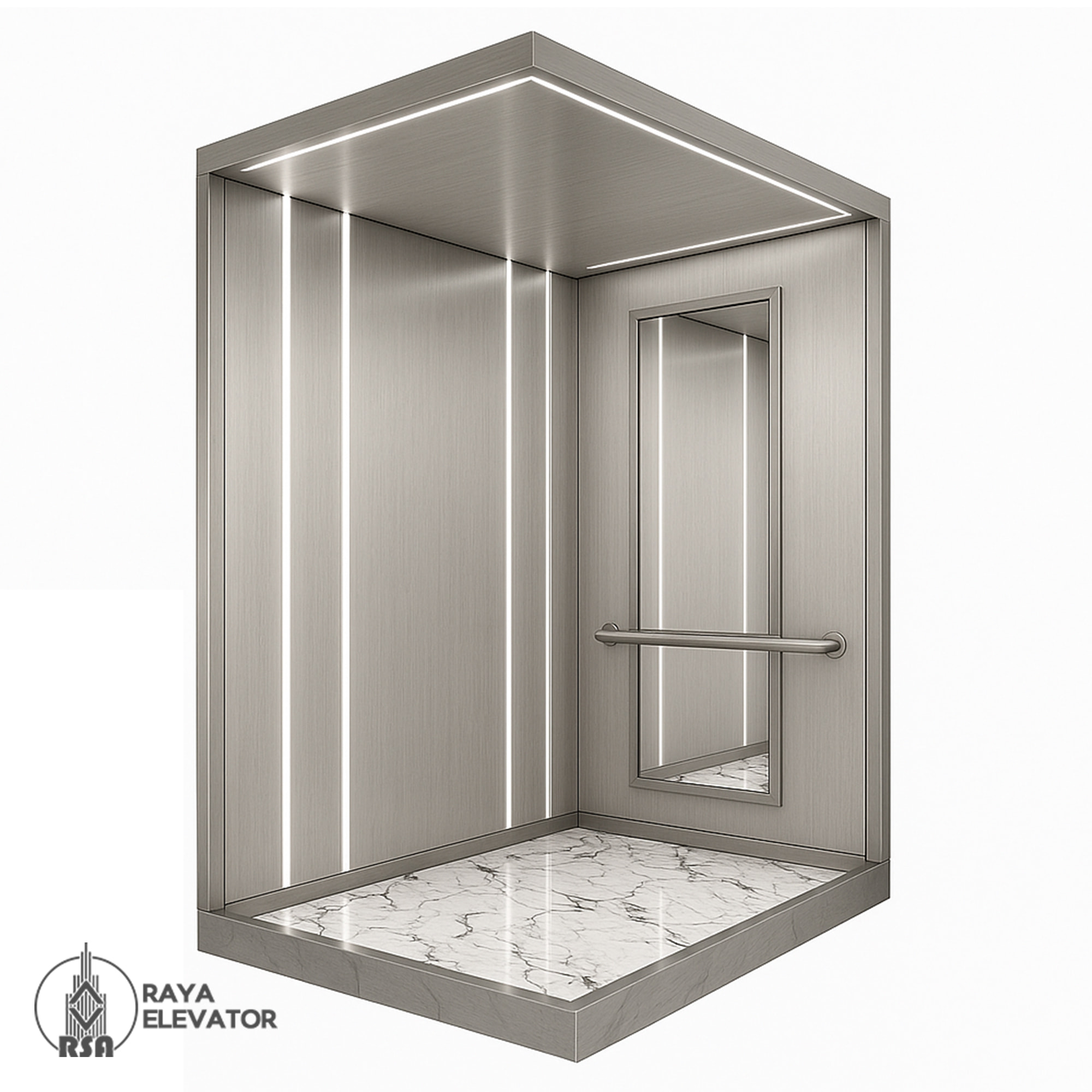 کابین آسانسور لوکس نقره ای