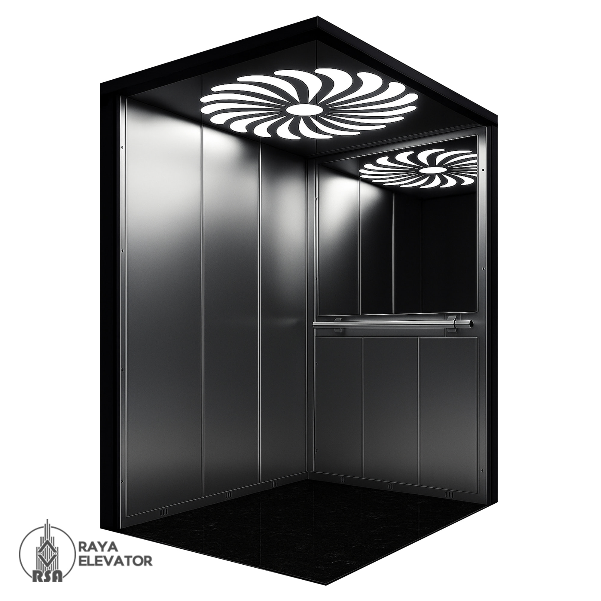 کابین آسانسور استیل خشدار نقره ای