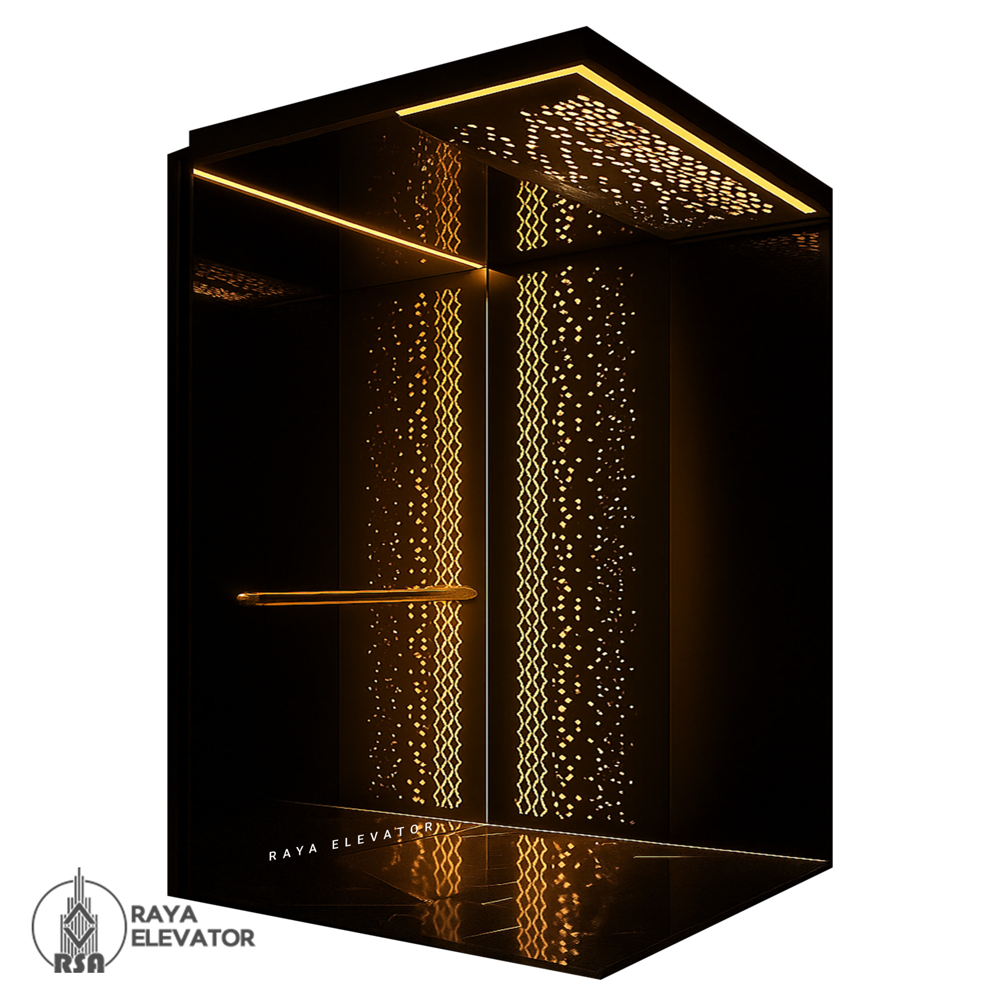 کابین آسانسور استیل گندمی کد 3715 طلایی