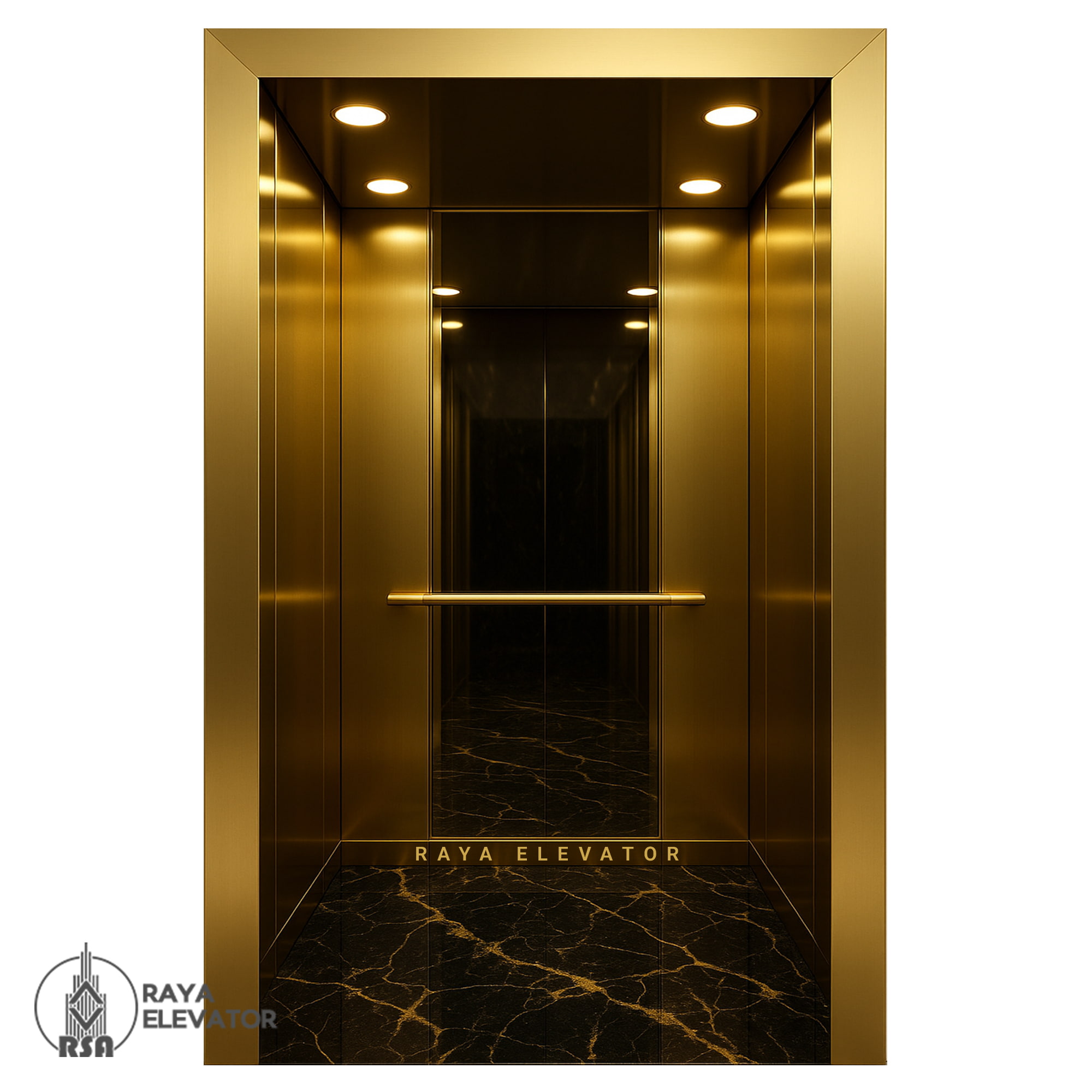 قیمت کابین آسانسور استیل میرور طلایی