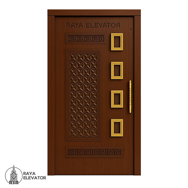 خرید درب لولایی آسانسور کد 6057 قهوه ای