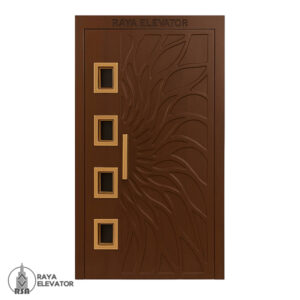 خرید درب آسانسور لولایی کد ۶۰۱۱ طرح برگ قهوه ای