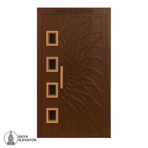 خرید درب آسانسور لولایی کد ۶۰۱۱ طرح برگ قهوه ای