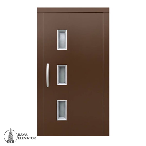 قیمت درب آسانسور لولایی کد 6064 طرح کلاسیک قهوه ای