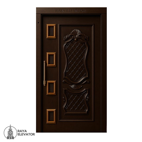 قیمت درب آسانسور لولایی طرح دیپلمات قهوه ای
