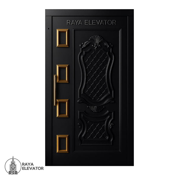 درب آسانسور لولایی طرح دیپلمات مشکی