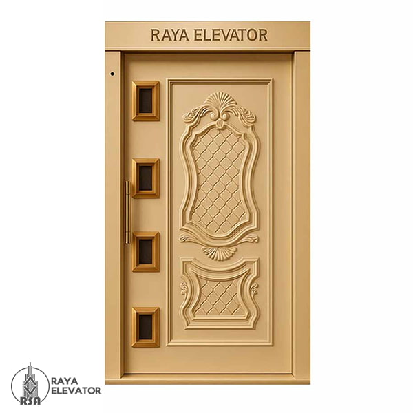 خرید درب آسانسور لولایی طرح دیپلمات کرمی