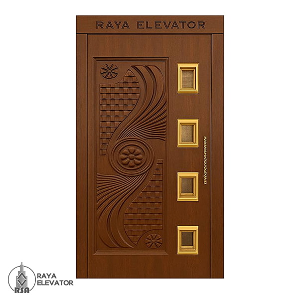 درب لولایی آسانسور کد6070 طرح اورانوس قهوه ای