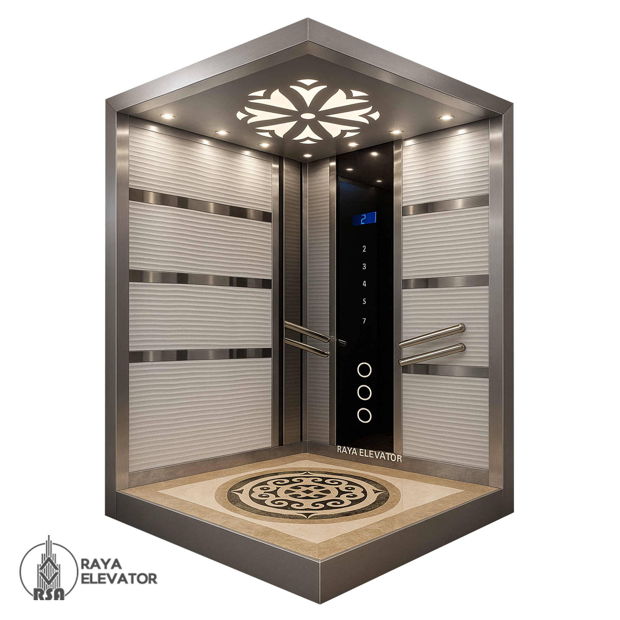 کابین آسانسور ام دی اف کد3565 نقره ای