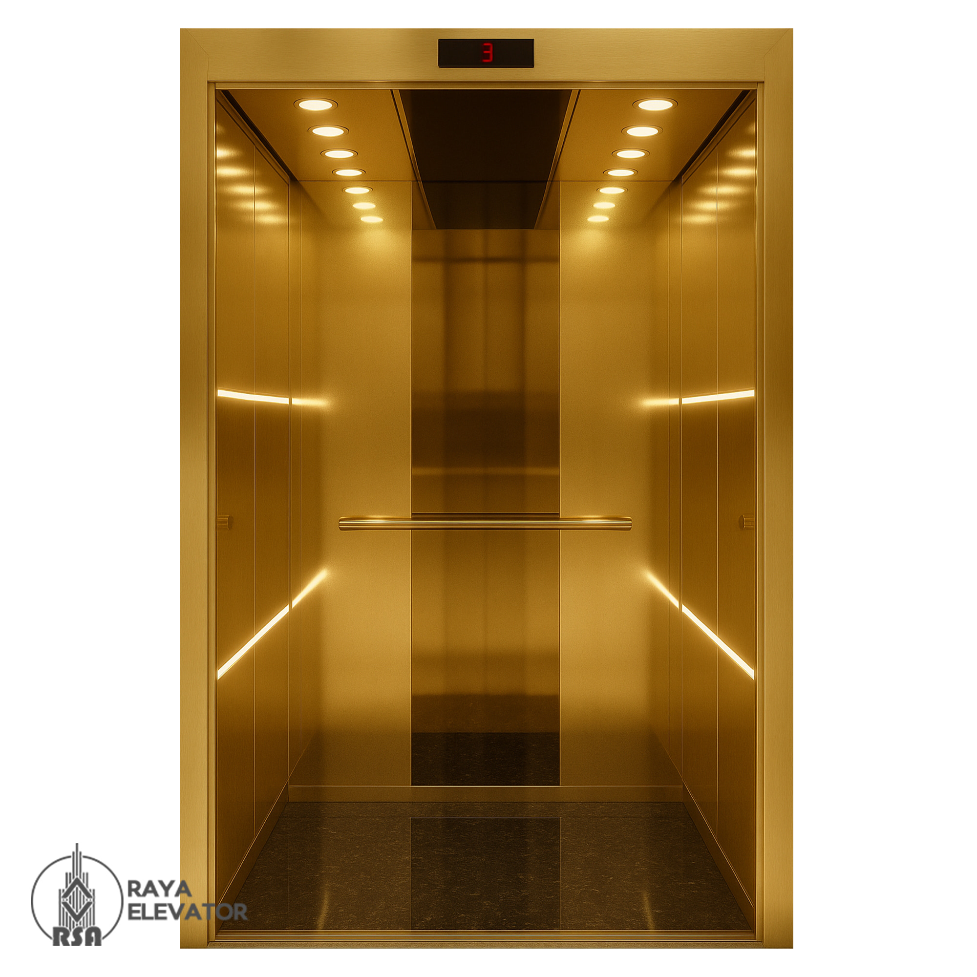 کابین آسانسور استیل کد 3707 طلایی