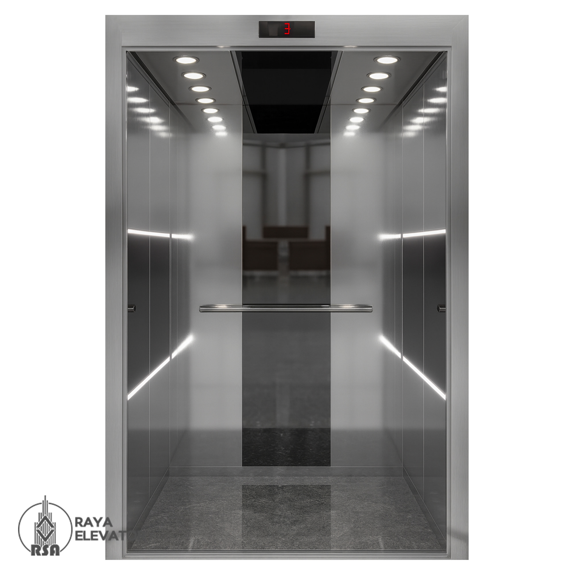 کابین آسانسور استیل کد 3707 نقره ای