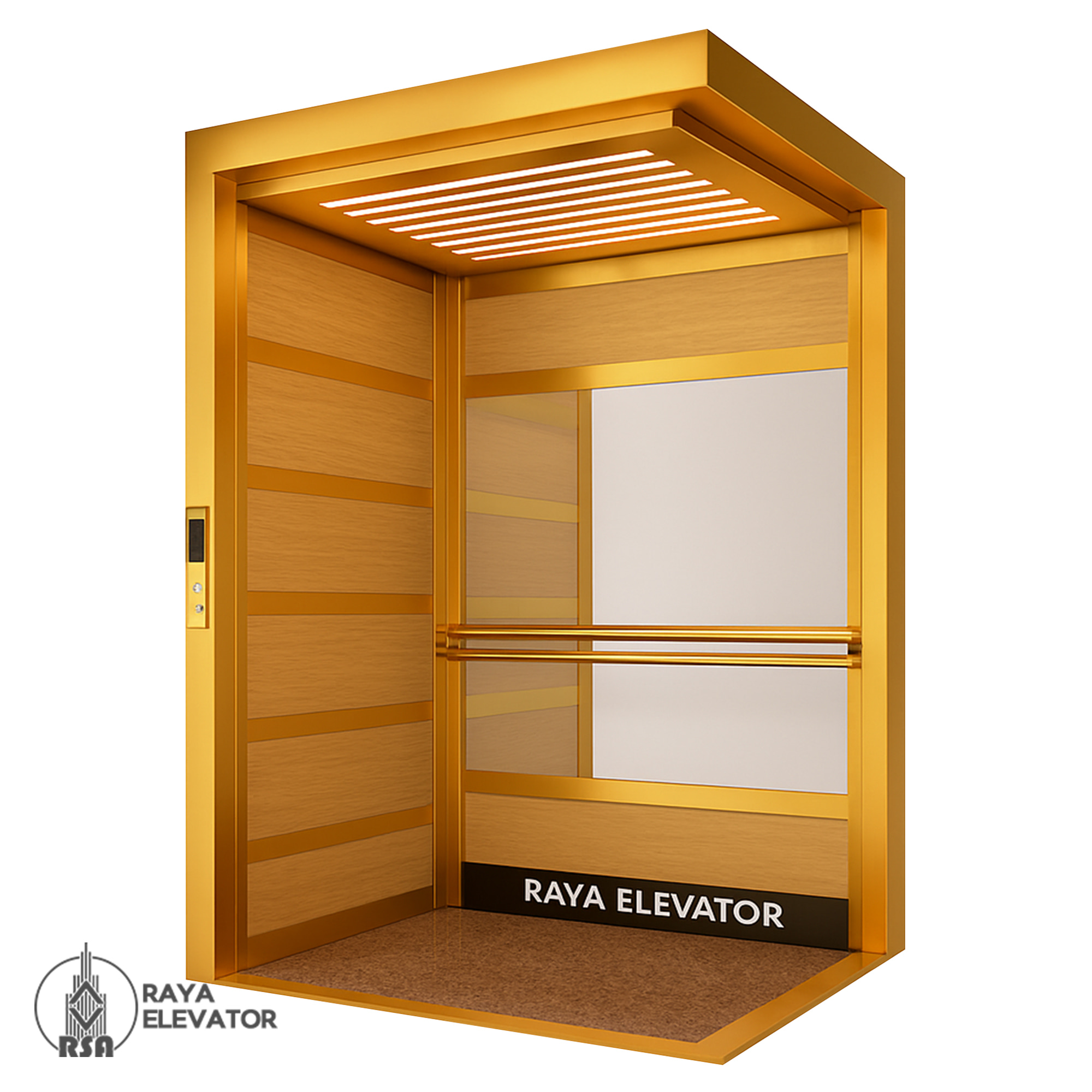 خرید کابین آسانسور ام دی اف استیل کد 3706 طلایی