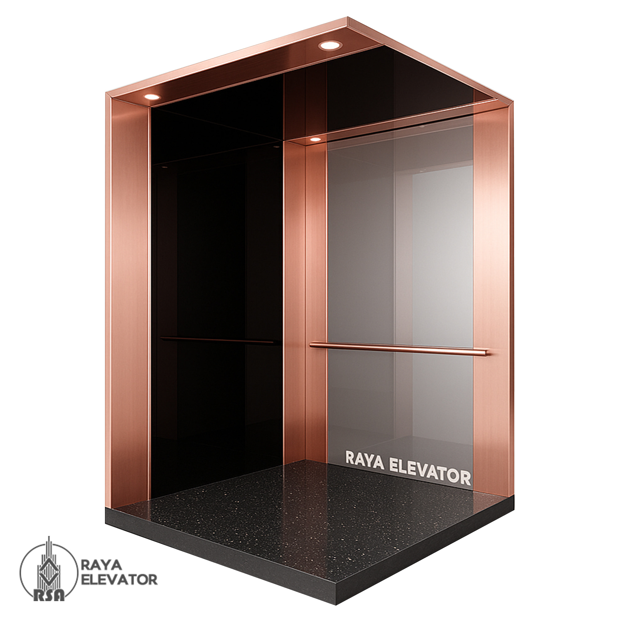 کابین آسانسور استیل کد 3726 رزگلد