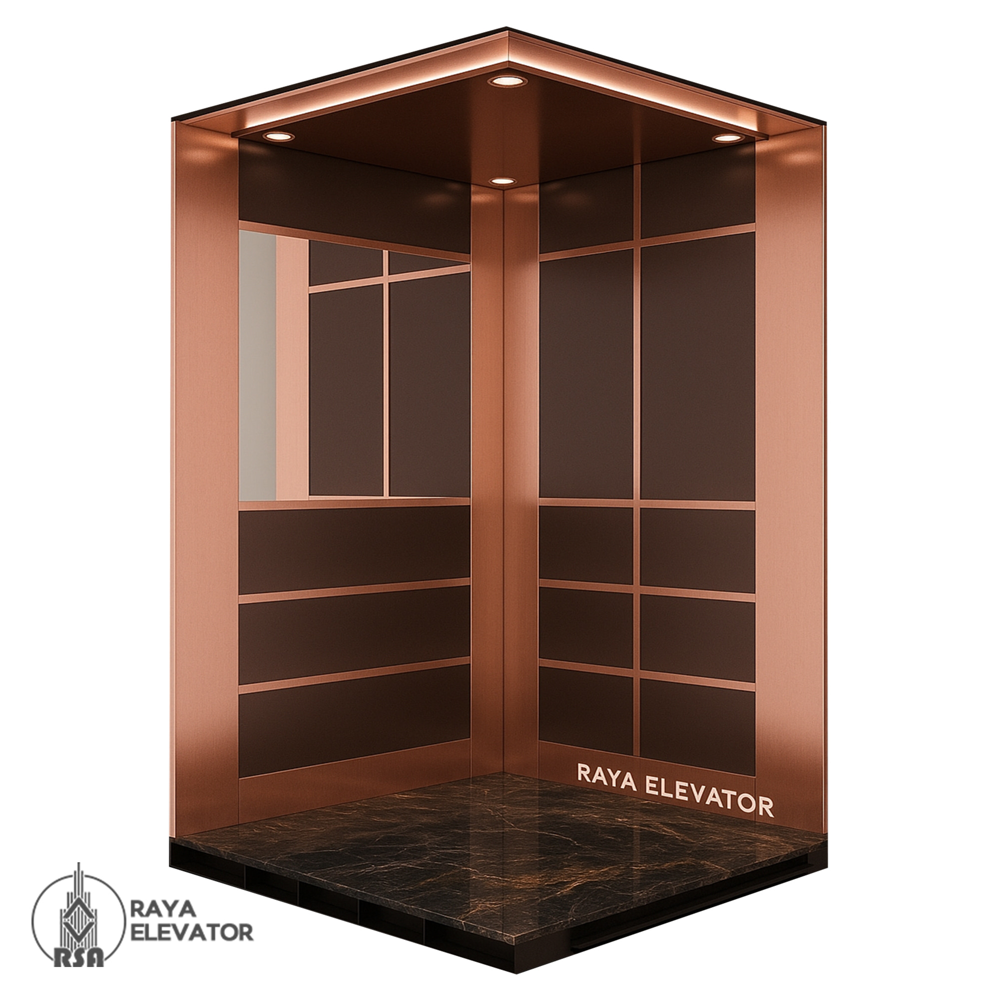 کابین آسانسور استیل کد3724 رزگلد