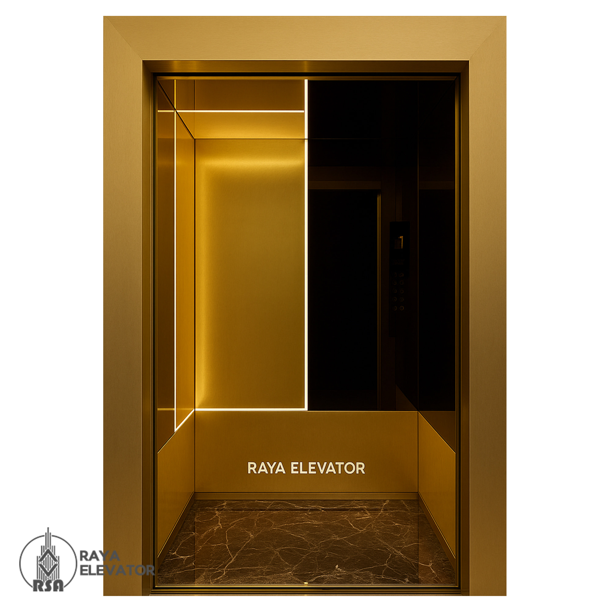 کابین آسانسور استیل کد3753 طلایی