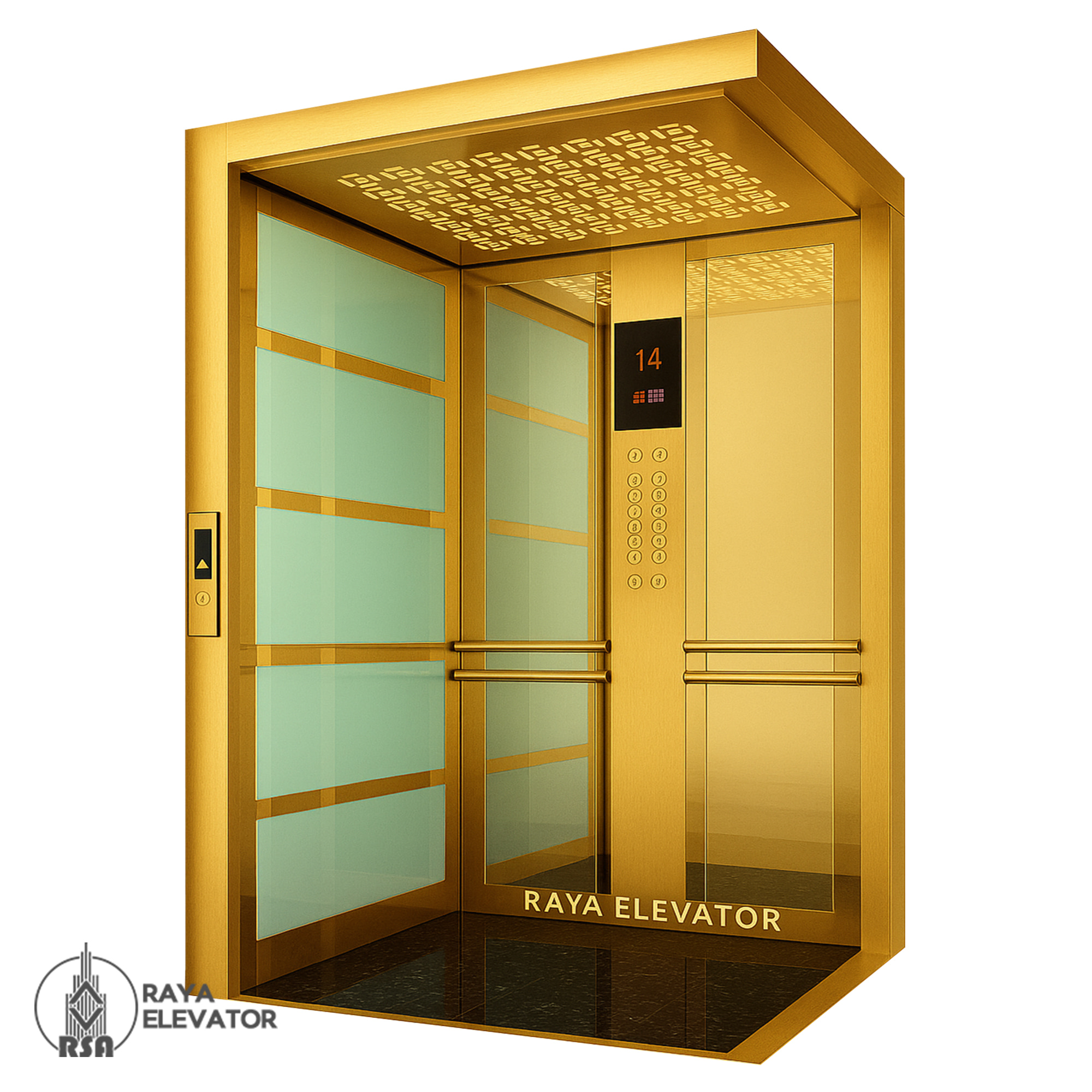 خرید کابین استیل نقره ای دکور شیشه ای کد 3700 طلایی