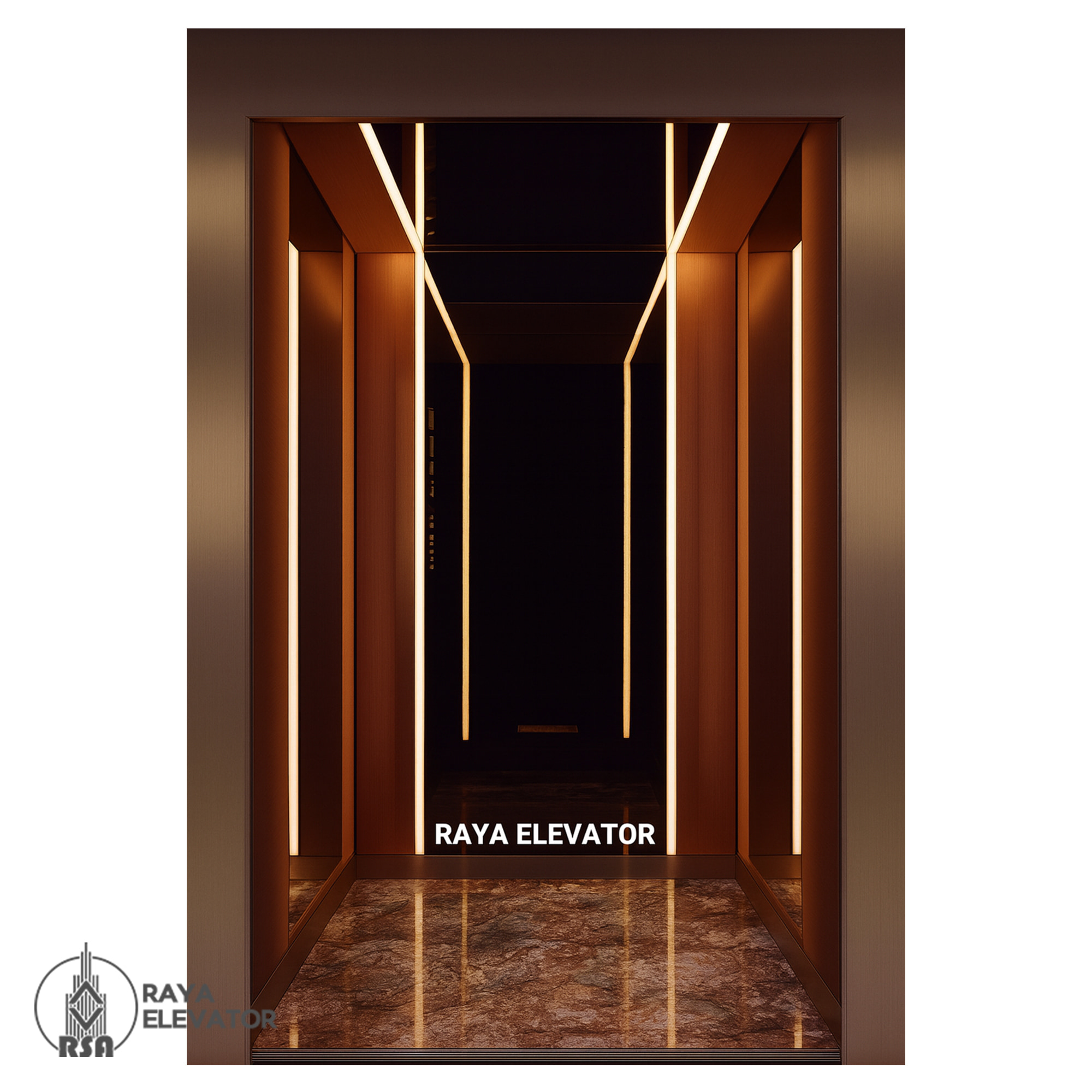 کابین آسانسور استیل کد3754 رزگلد