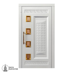 درب آسانسور لولایی کد 6054 طرح زنبوری سفید