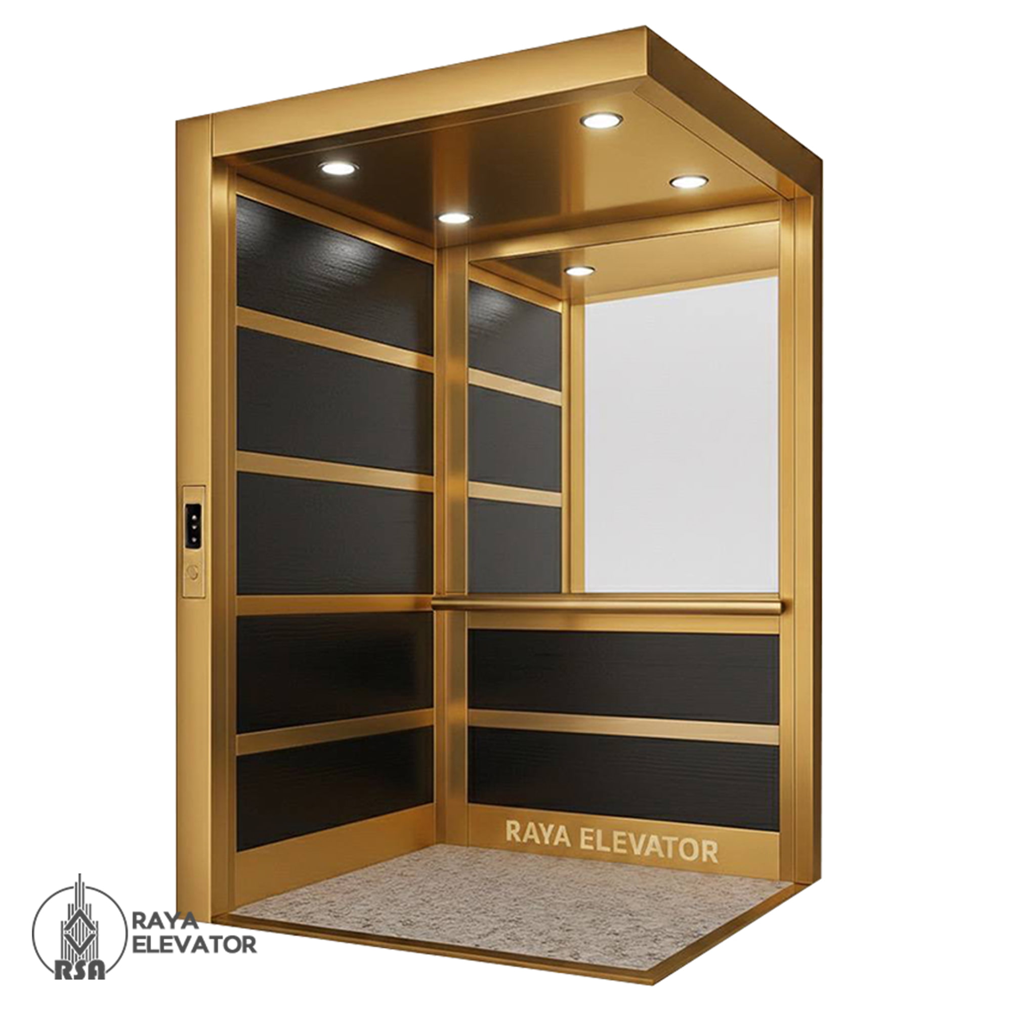 کابین آسانسور ام دی اف استیل کد3701 طلایی