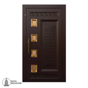 قیمت درب آسانسور لولایی کد 6054 طرح زنبوری قهوه ای