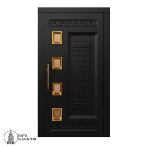 درب آسانسور لولایی کد 6054 طرح زنبوری مشکی