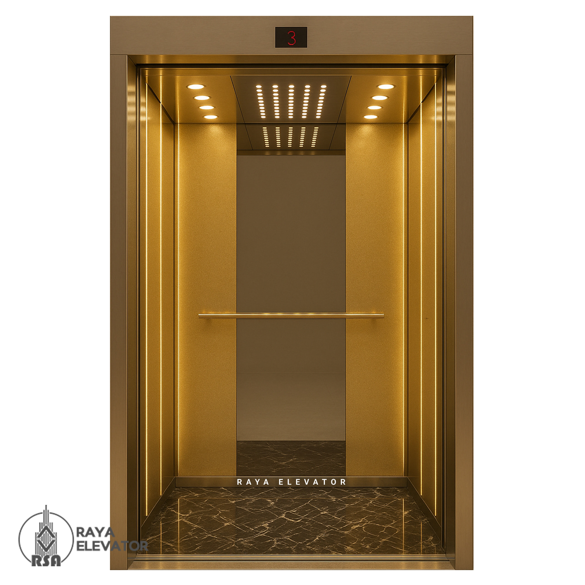 کابین آسانسور استیل کد 3756 RASPINA طلایی