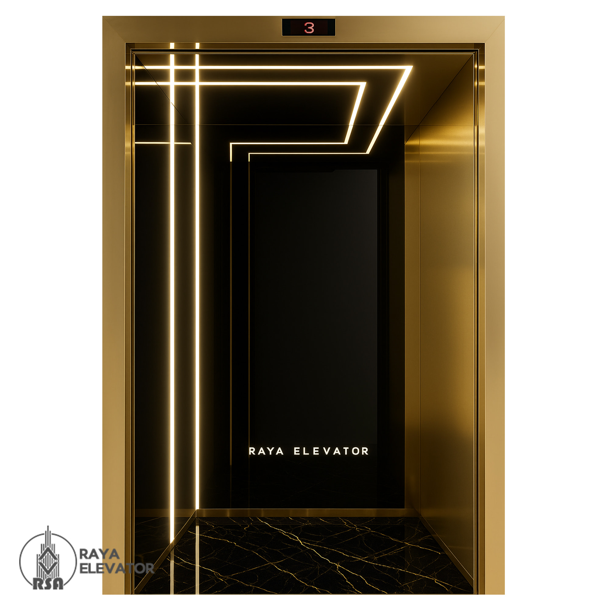 کابین آسانسور استیل کد 3759 SIVAN طلایی