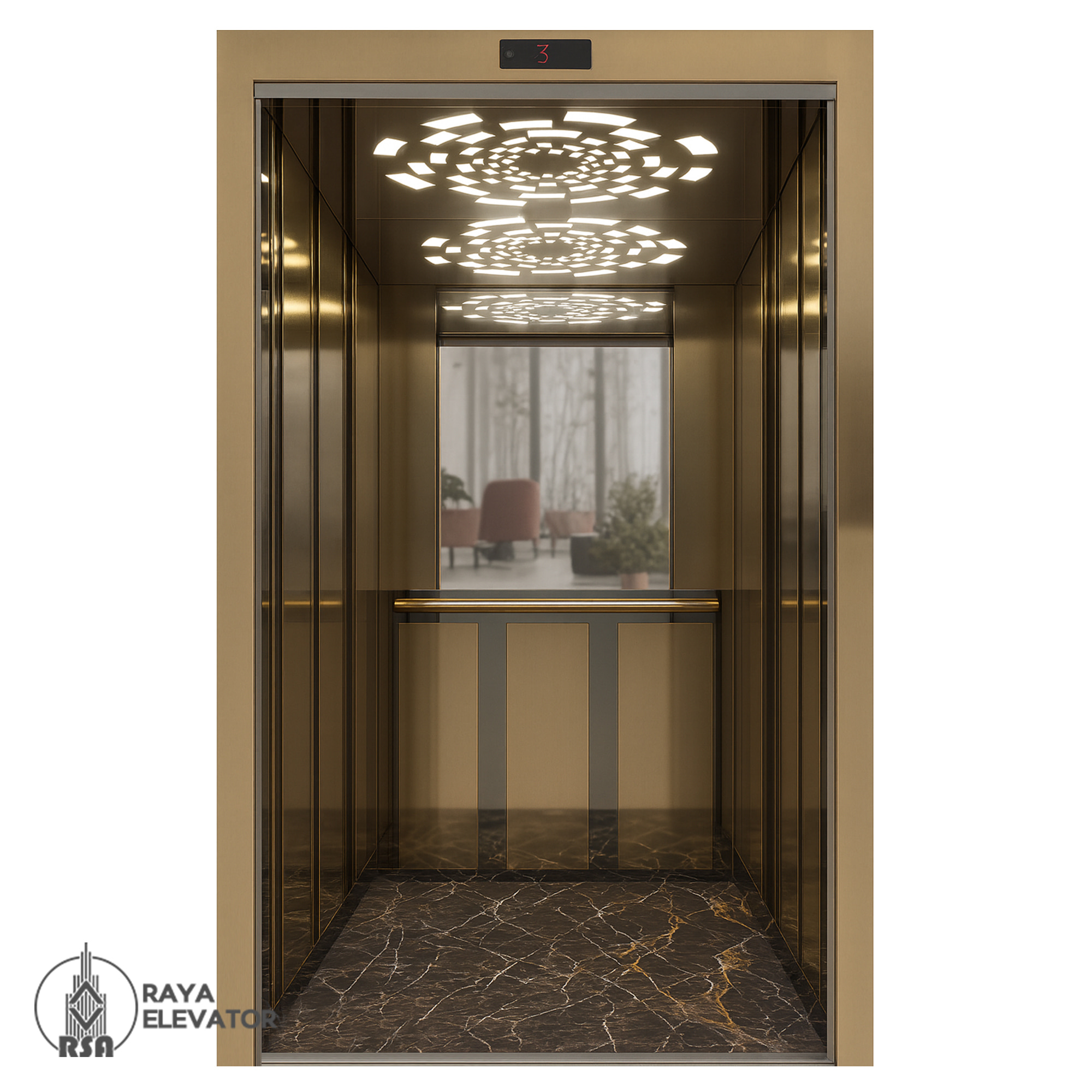 کابین آسانسور استیل کد 3763 SEPEHR طلایی۲