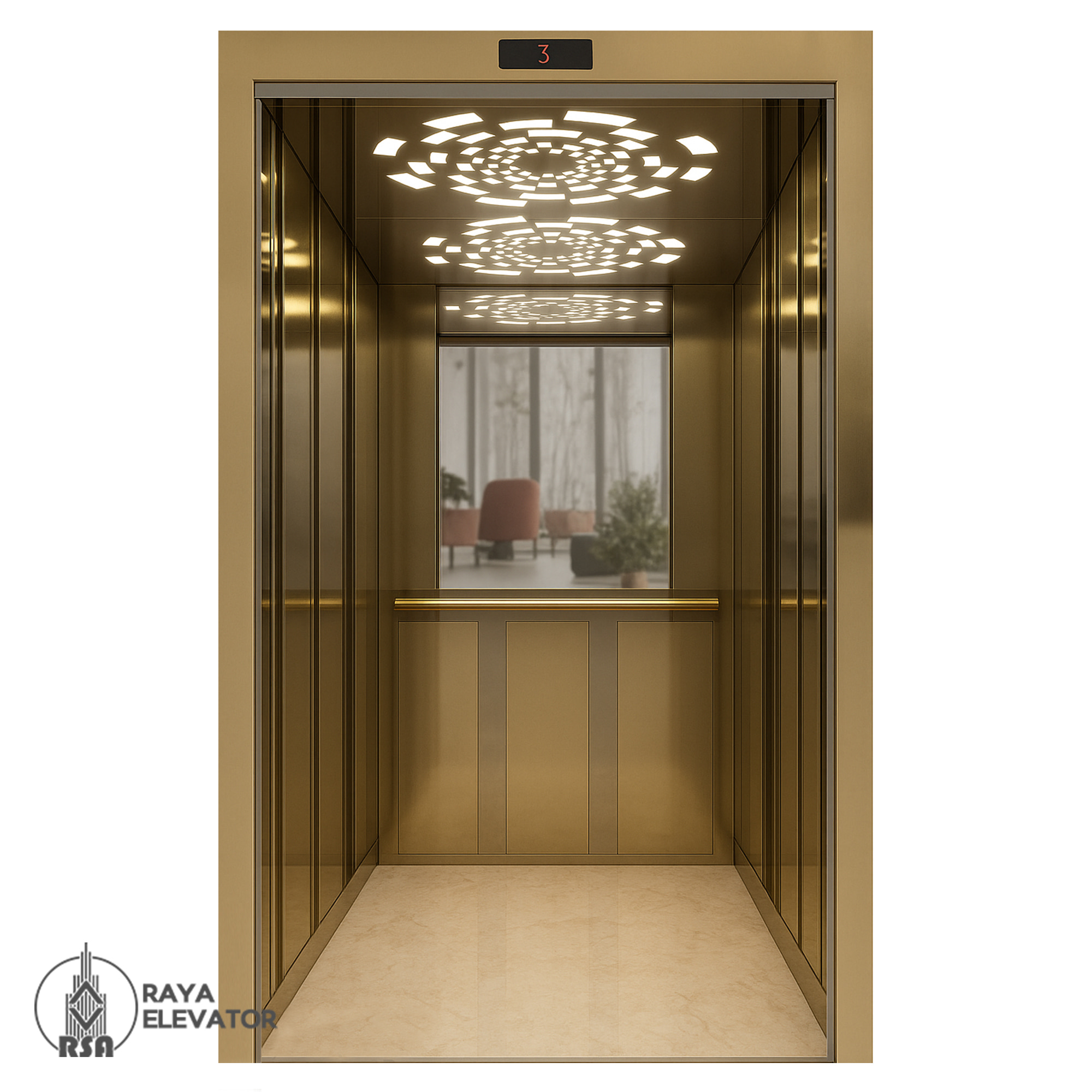 قیمت کابین آسانسور استیل کد 3763 SEPEHR طلایی1