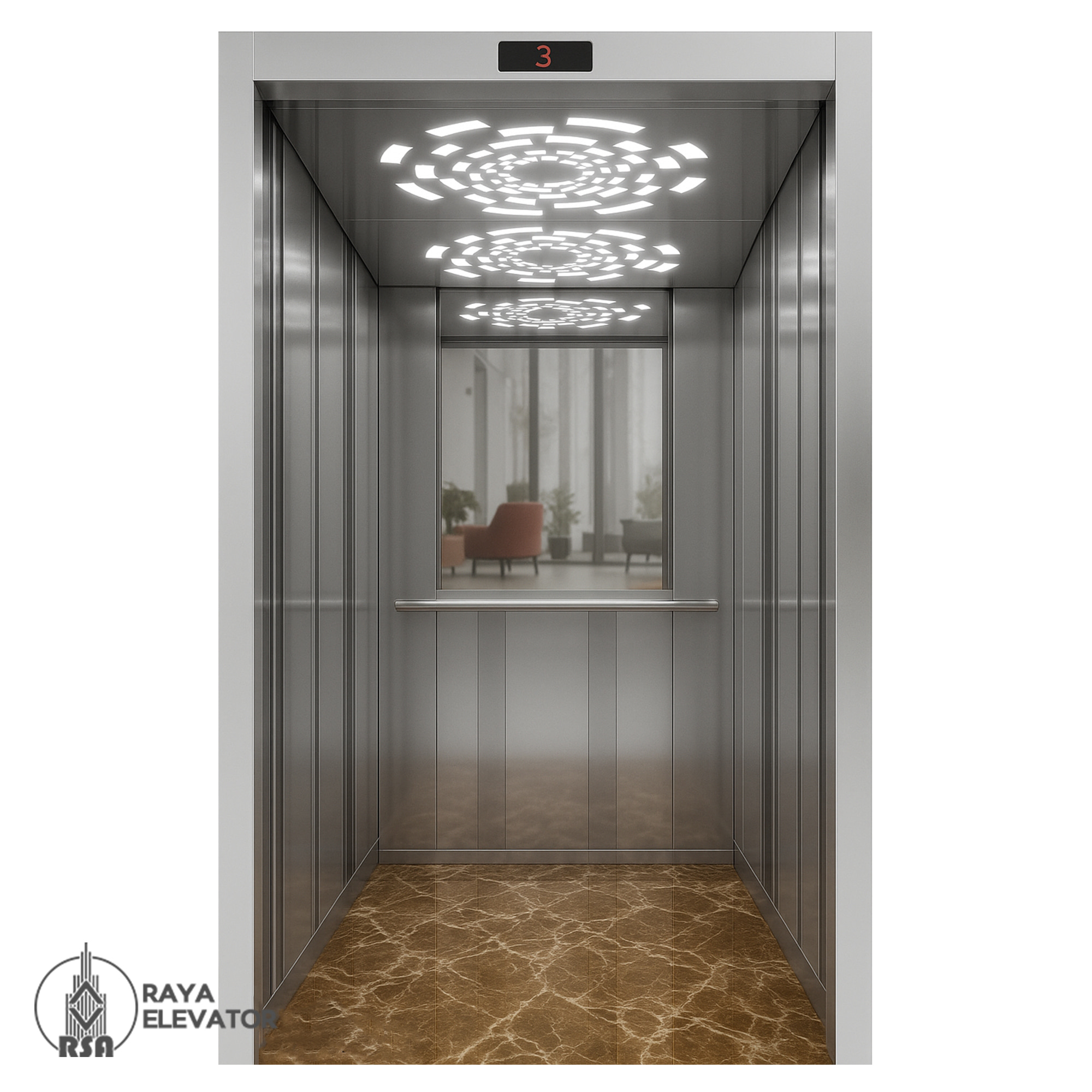کابین آسانسور استیل کد 3763 SEPEHR نقره ای1